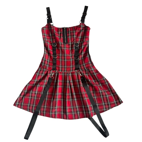 Dresses & Skirts - Red Plaid Punk Suspender Dress